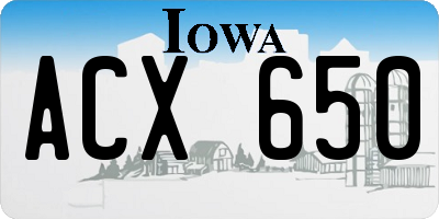 IA license plate ACX650