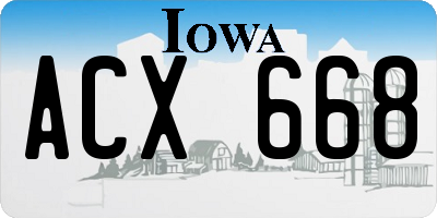 IA license plate ACX668