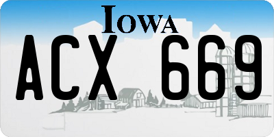 IA license plate ACX669