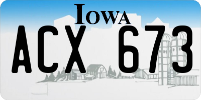 IA license plate ACX673