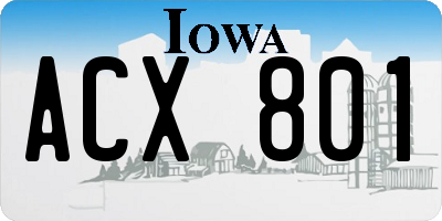 IA license plate ACX801