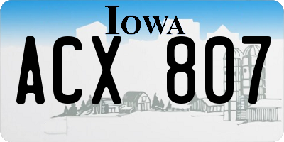 IA license plate ACX807