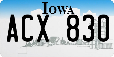 IA license plate ACX830