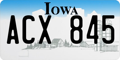 IA license plate ACX845