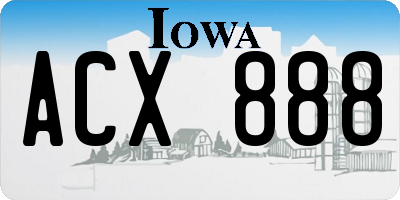 IA license plate ACX888