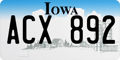 IA license plate ACX892