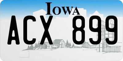 IA license plate ACX899