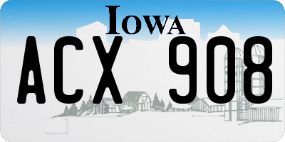 IA license plate ACX908