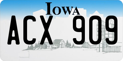 IA license plate ACX909