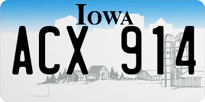 IA license plate ACX914