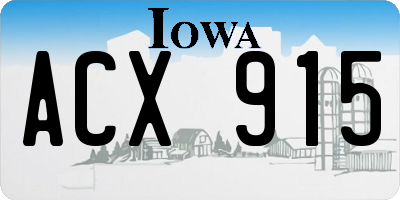 IA license plate ACX915
