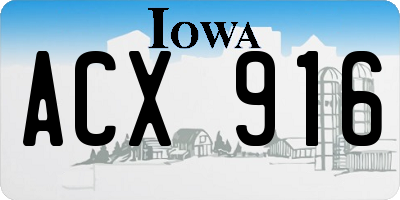 IA license plate ACX916
