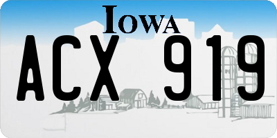 IA license plate ACX919