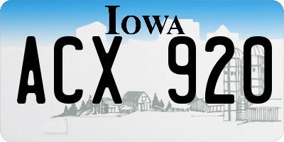 IA license plate ACX920