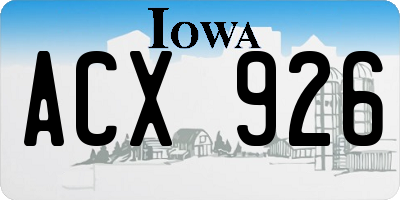 IA license plate ACX926