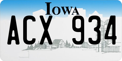 IA license plate ACX934