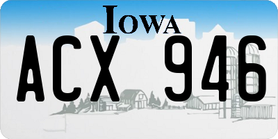 IA license plate ACX946