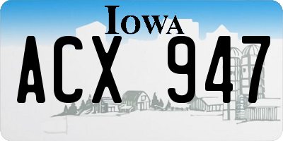 IA license plate ACX947