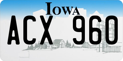 IA license plate ACX960