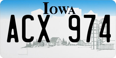IA license plate ACX974