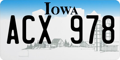 IA license plate ACX978