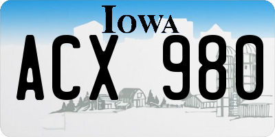 IA license plate ACX980