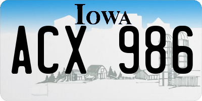 IA license plate ACX986