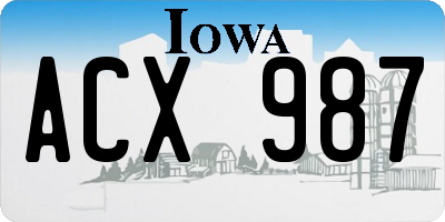 IA license plate ACX987