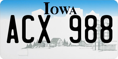 IA license plate ACX988