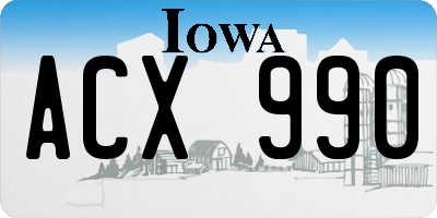 IA license plate ACX990