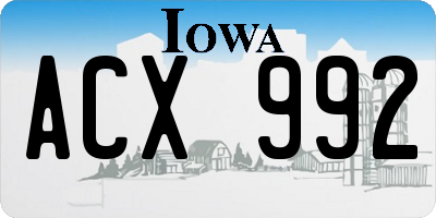 IA license plate ACX992