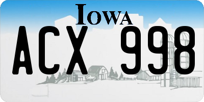 IA license plate ACX998