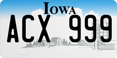 IA license plate ACX999