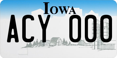 IA license plate ACY000