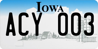 IA license plate ACY003