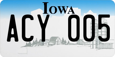 IA license plate ACY005