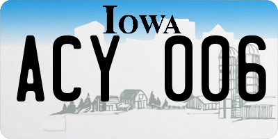 IA license plate ACY006