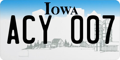 IA license plate ACY007