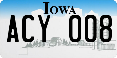 IA license plate ACY008