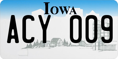 IA license plate ACY009