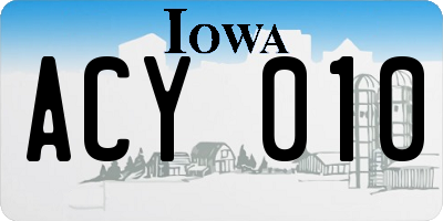 IA license plate ACY010