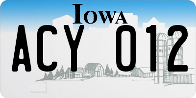 IA license plate ACY012