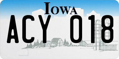 IA license plate ACY018