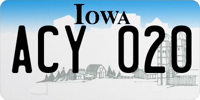 IA license plate ACY020