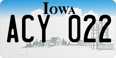 IA license plate ACY022