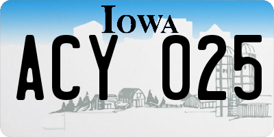 IA license plate ACY025