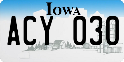 IA license plate ACY030
