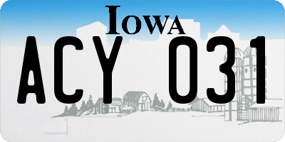 IA license plate ACY031