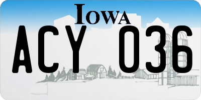 IA license plate ACY036