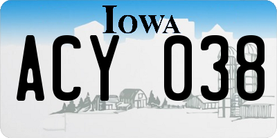 IA license plate ACY038